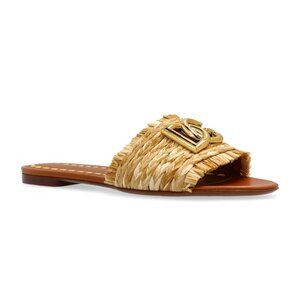 Dolce & Gabbana Logo beige raffia Woven Sandals slides size 40 NEW